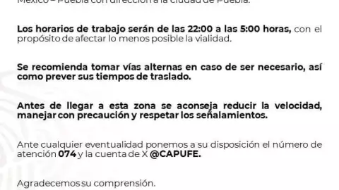 cierres autopista méxico-puebla mayo 2024