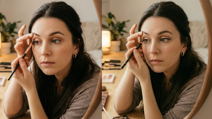 Cómo levantar visualmente los ojos caídos con sombras y delineado suave