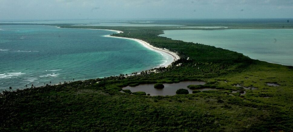 Vista aérea de la Reserva de la Biósfera de Sian Ka’an