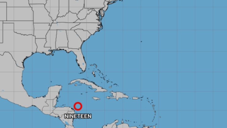 El mapa con el avance de la tormenta Nineteen