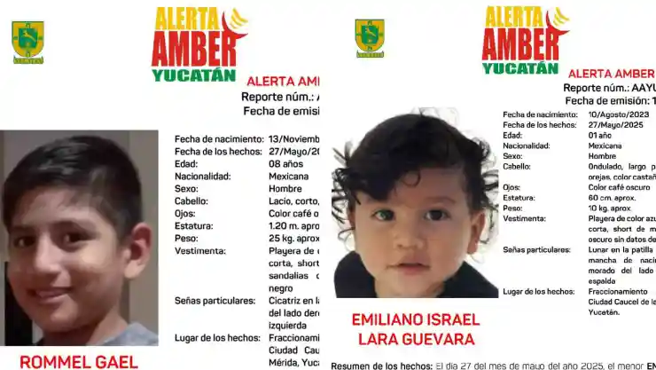 Sucedió en Mérida_ Llevan 14 días DESAPARECIDOS, tienen 1 y 8 años de edad, su familia los busca; esto se sabe de la DOBLE Alerta Amber