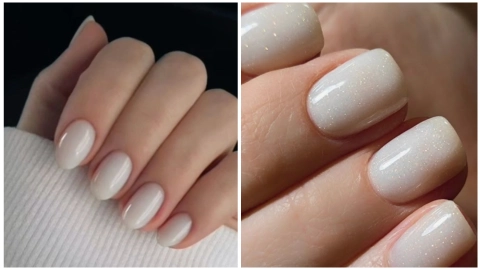 uñas color blanco lechoso