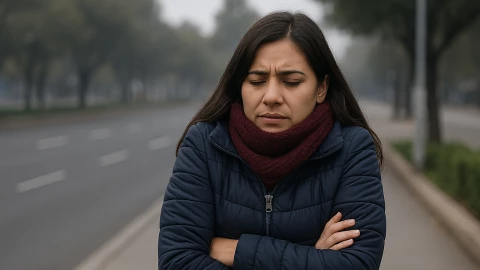 mujer con fr&iacute;o