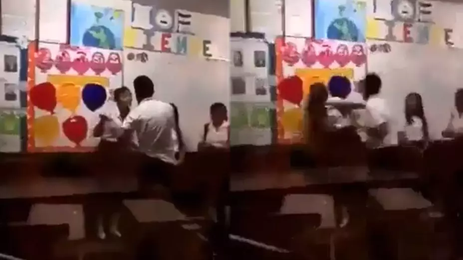 VIDEO: Alumno golpeó a su novia dentro del salón de clases en León