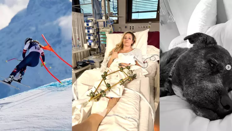 Lindsey Vonn Pierna rota y fallece su perrito