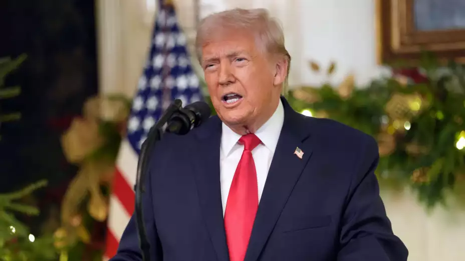 El presidente de EU, Donald Trump, da un mensaje el 17 de diciembre de 2025.