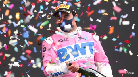 Celebración de Sergio Pérez