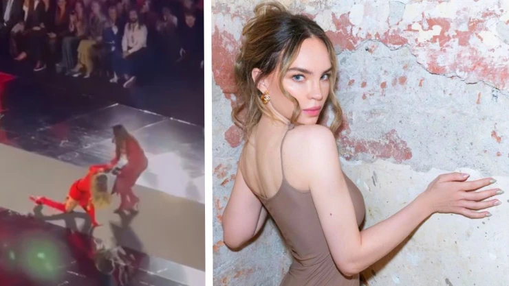 Belinda se cae en pasarela de Fashion Week
