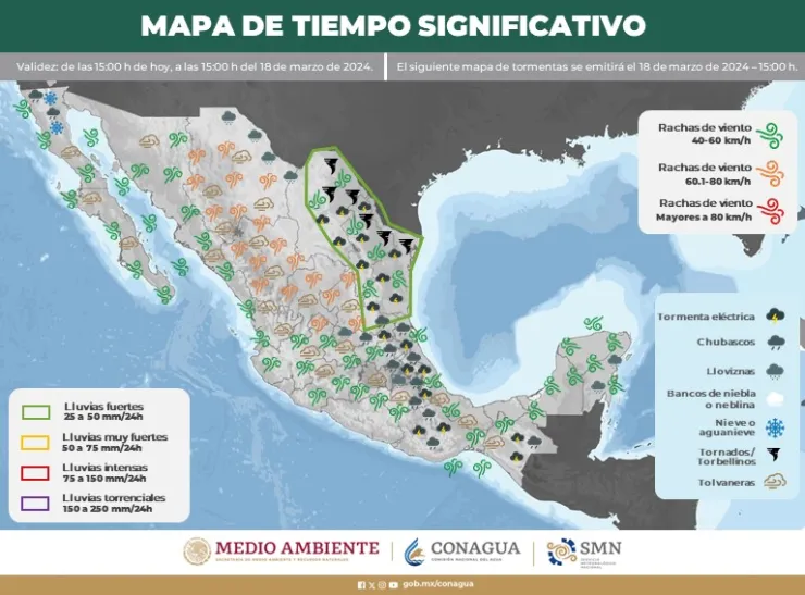 Clima en México hoy 18 de marzo de 2024