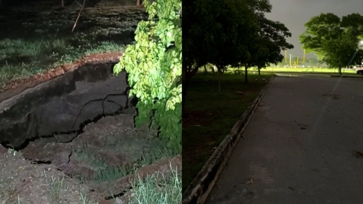 Se abre la tierra en Yucatán tras fuertes lluvias; así luce el socavón de la Inalámbrica