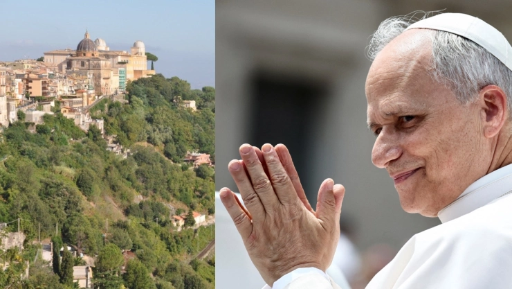 Vista panorámica de la Villa Pontificia de Castel Gandolfo en Italia, la histórica residencia de verano de los papas, reabierta por el Papa León XIV en 2025.