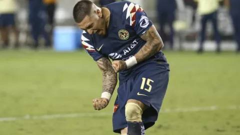 Nicolás Castillo celebrando un gol con América. Estadio BBVA, Houston, Texas, EEUU. 24 de julio de 2019. Imagen, Reuters.