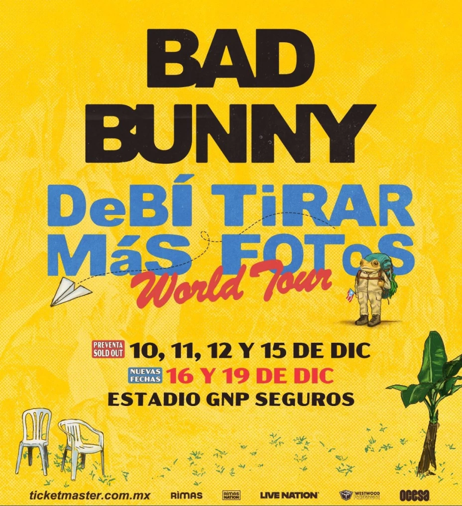 ¿En Mérida? Bad Bunny anuncia dos nuevos conciertos del Debí Tirar Más Fotos World Tour 2025 en México