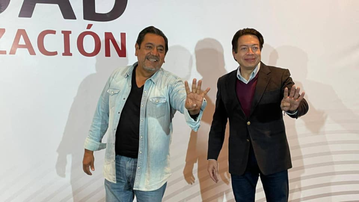 Salgado Macedonio y Mario Delgado, presidente de Morena que avaló la candidatura de Salgado Macedonio para gobernador de Guerrero