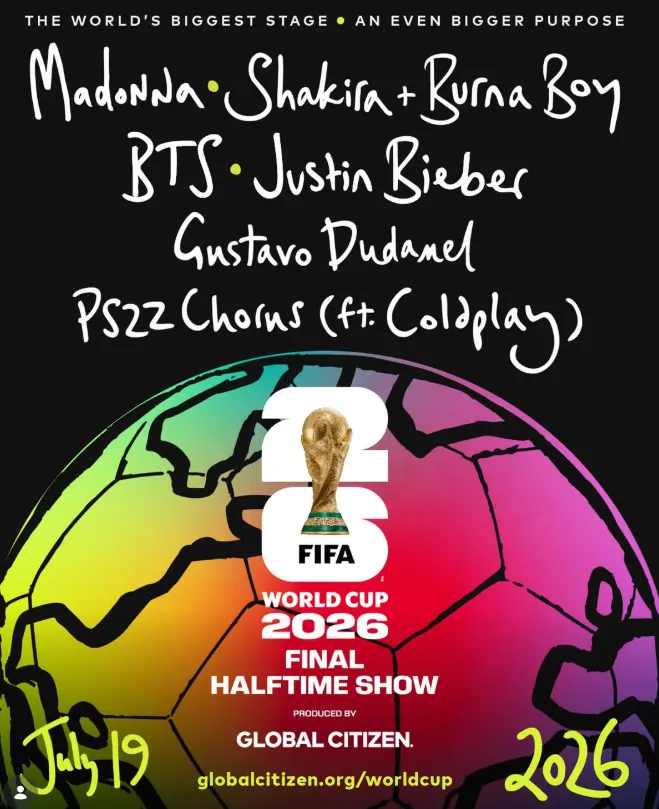 CONFIRMADO: Justin Bieber cantará en la final del Mundial 2026 junto a BTS, Shakira y Madonna
