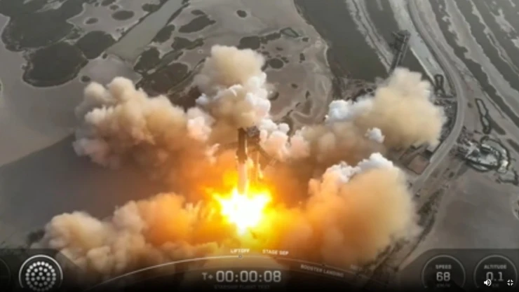 Starship de SpaceX alcanza la órbita, pero termina en el Índico por falla de combustible