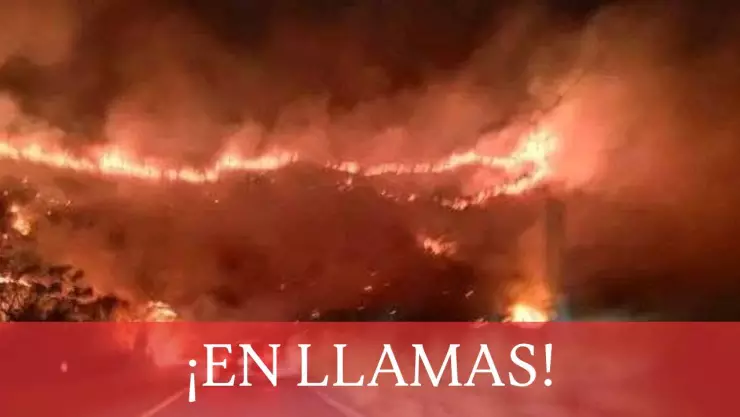 El incendio fue registrado la noche de este miércoles 12 de marzo del 2025 a orillas de la carretera de Tuxtla Gutiérrez - Villaflores.