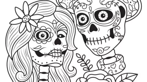 Im&aacute;genes de D&iacute;a de Muertos para imprimir y colorear