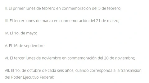 Días festivos en México