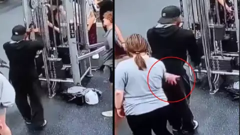 VIDEO: Exhiben a mujer por ‘manosea’ a un hombre en el gimnasio y genera polémica