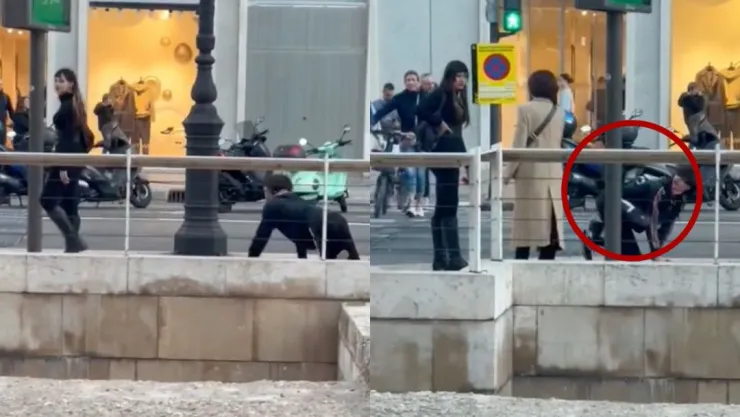 Mujer pase a un hombre como si fuera perro
