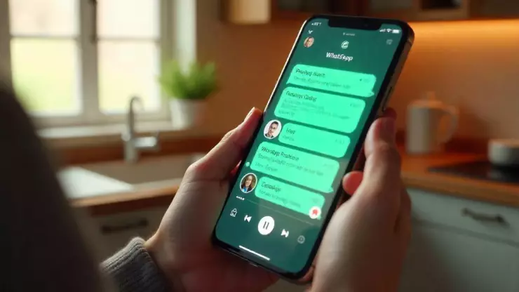 Celular con mensajes de audio en whatsapp