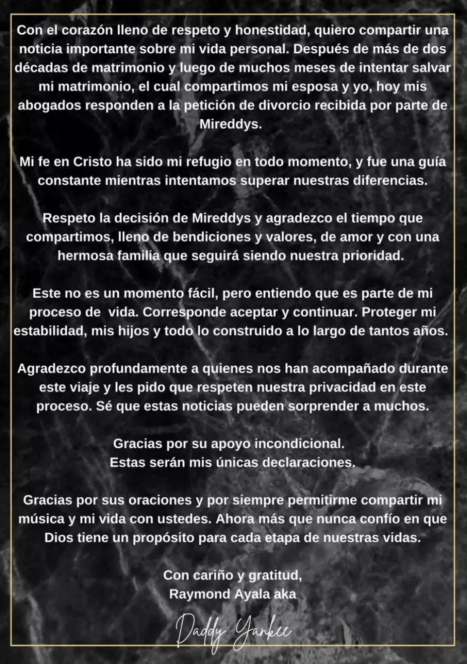 ¡OFICIAL! Esta es la razón del divorcio entre Daddy Yankee y Mireddys González