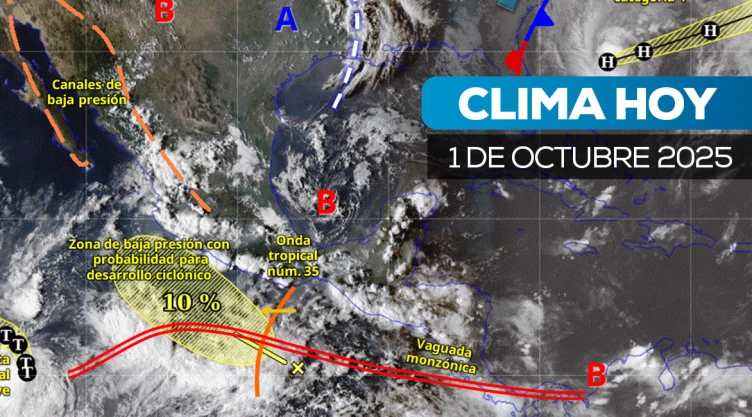 Mapa satelital del cómo estará el clima en México el 1 de septiembre de 2025