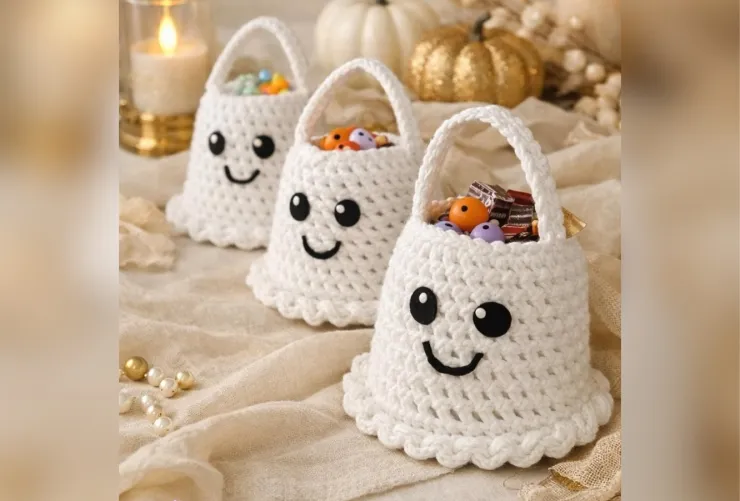 4 ideas para dulceros de crochet para pedir calaverita en Halloween y Día de Muertos