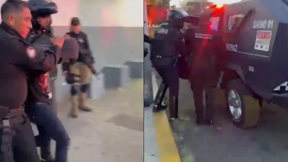 Captan el arresto de hombre tras presunto asesinato de dos mujeres en escuela sobre Calz. Olímpica