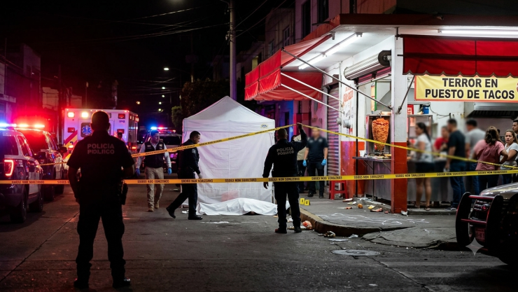 Atacan a balazos a hombre en un puesto de tacos en Guadalajara; un menor resultó herido