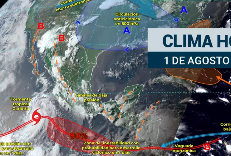 El pronóstico del clima hoy jueves prevé fuertes lluvias en el noroeste de México.