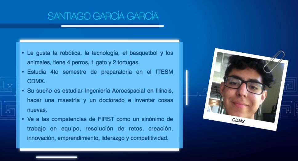 Equipo mexicano del Mundial de Robótica, Santiago García