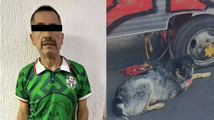 Rescatan a perrito que era arrastrado por un remolque en la Venustiano Carranza.