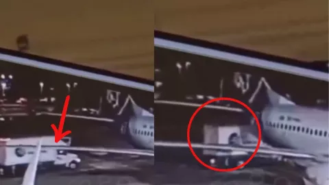 CHOFER DE CAMIÓN CHOCA CONTRA AVIÓN