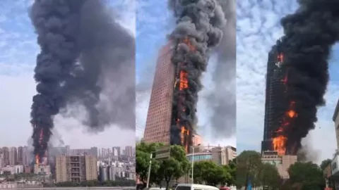 incendio en rascacielos en el sur de China