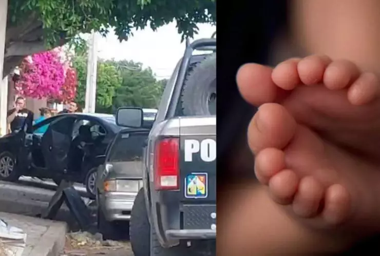 Auto donde bebé murió asfixiada en Ciudad Obregón, Sonora.
