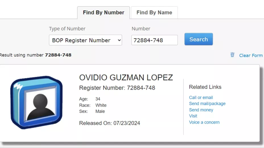 Ficha de Ovidio Guzmán en el Buro de Prisiones de Estados Unidos. .jpg