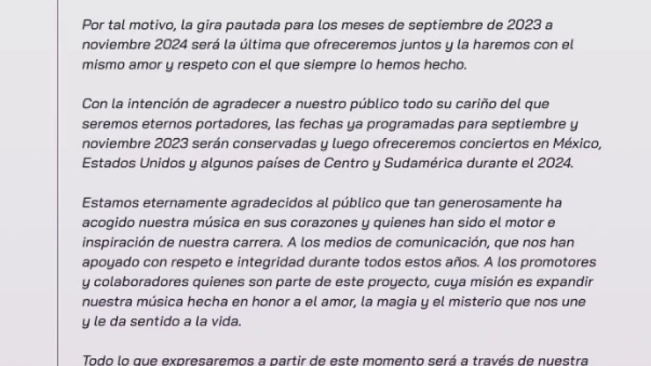 Los Temerarios anuncian su separación y un concierto en Cancún 2024