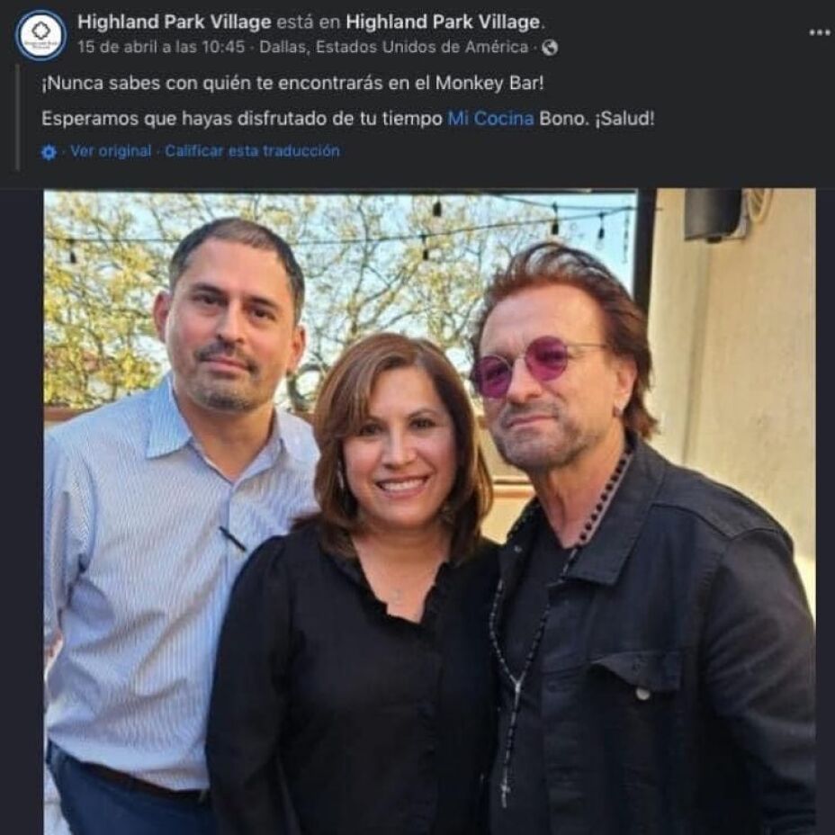 ¡Hombre come gratis tras ser confundido con Bono de U2!