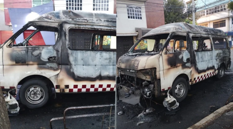 Queman unidad transporte público Coacalco pasajeros