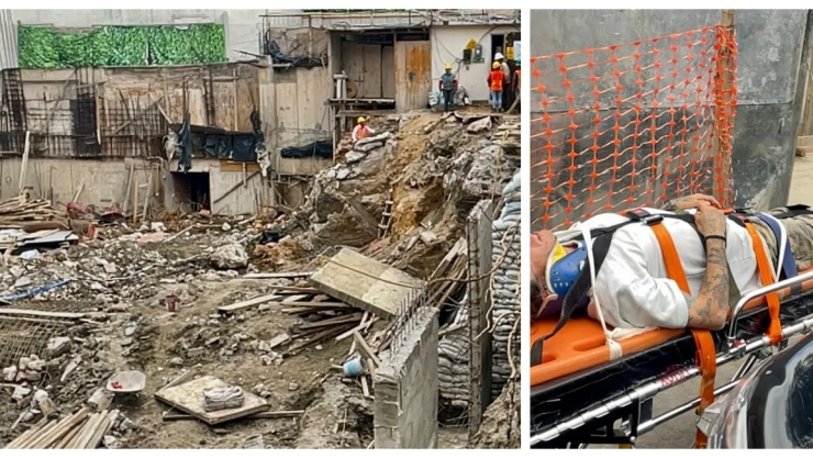 Albañiles sobreviven a caída de barda en la Cuauhtémoc