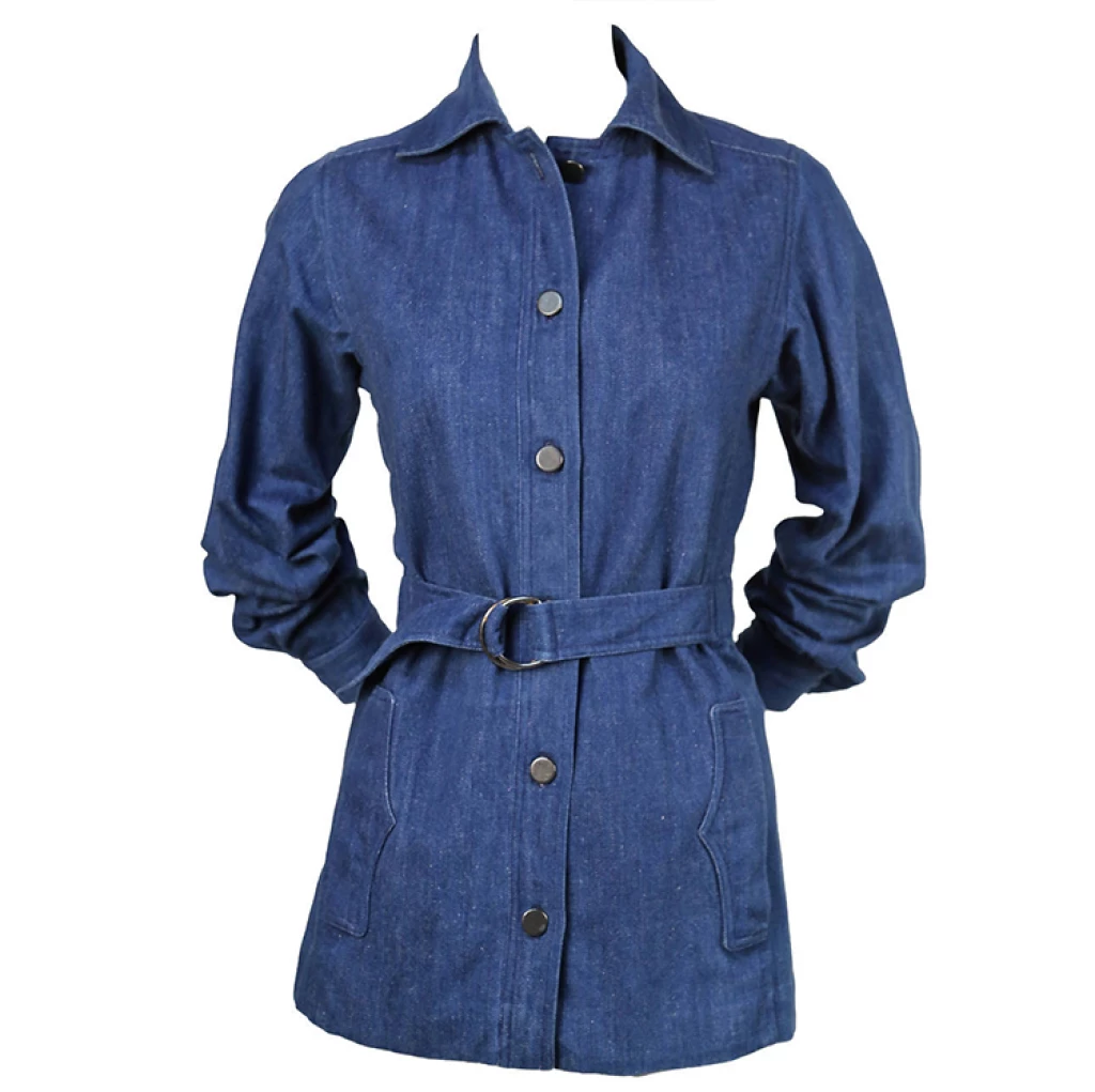 Saco safari de mezclilla, diseñado a principios de los 70s por Yves Saint Laurent/Foto: 1stdibs