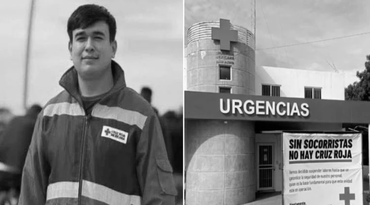 Suspenden servicio de Cruz Roja en Altata tras asesinato del paramédico Obed Yair Reyes. En una imagen se observa al paramédico que fue levantado y asesinado; mientras que en la otra, se observa el centro de urgencias de la Cruz Roja cerrado