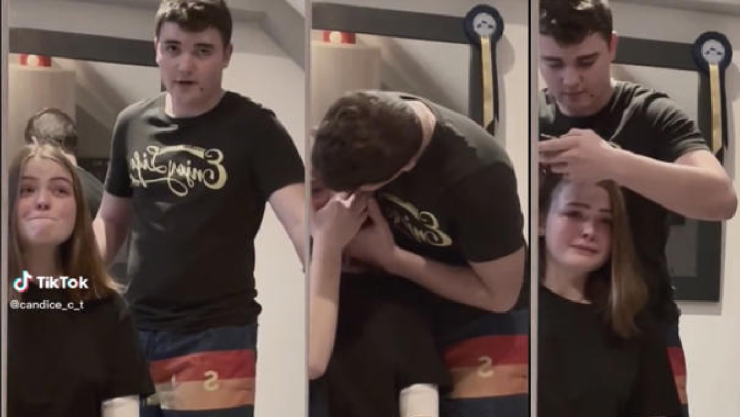 Emotivo momento de joven rapando a su novia con cáncer, se viraliza por su apoyo.jpg