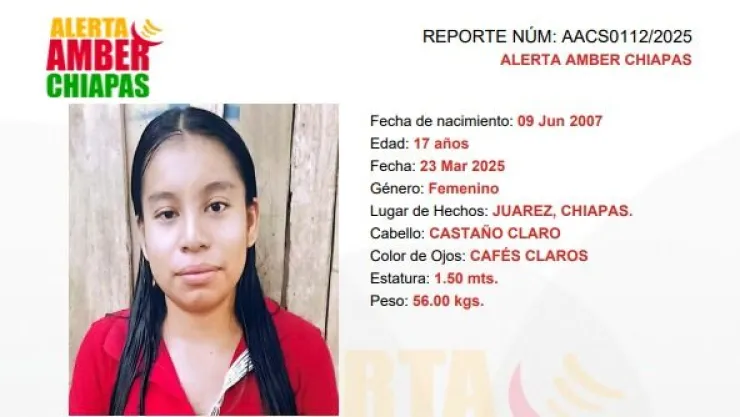 ALERTA AMBER CHIAPAS: Araceli Ramírez Ovando desapareció en Juárez