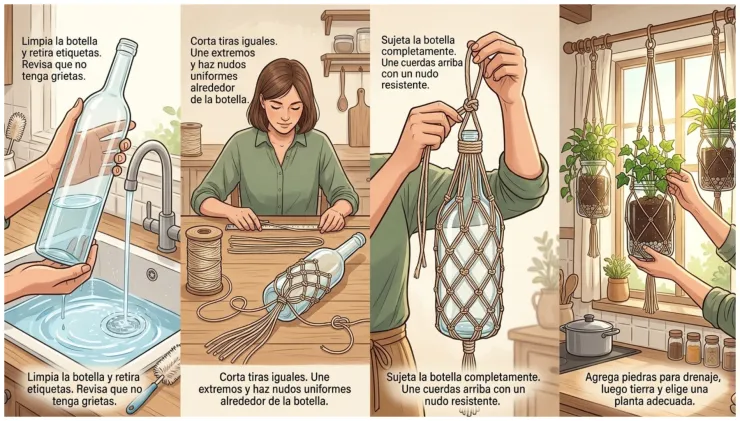 Maceteros colgantes paso a paso