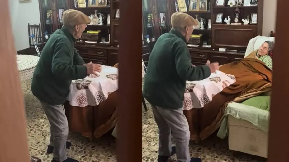 ¡Amor del bueno! Abuelito baila para animar a su esposa con Alzheimer y las redes se enternecen
