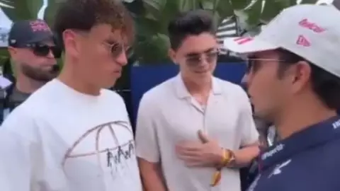 VIDEO_ Jugadores del América sorprenden al Checo Pérez previo a la F1 de Miami