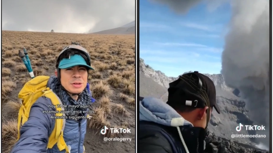 Tiktokers suben al popocatépetl